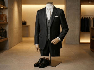 【ご兄弟の結婚式】新郎の兄（長男）として参列するにふさわしい、最高級の艶感のあるブラックスーツとホワイトシルバータイをコーディネート