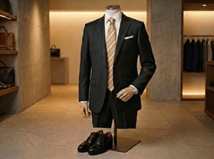 【友人の結婚式・受付】受付担当にふさわしい、Paul Smithシャドーストライプスーツと光沢タイの洒落た着こなしコーデ